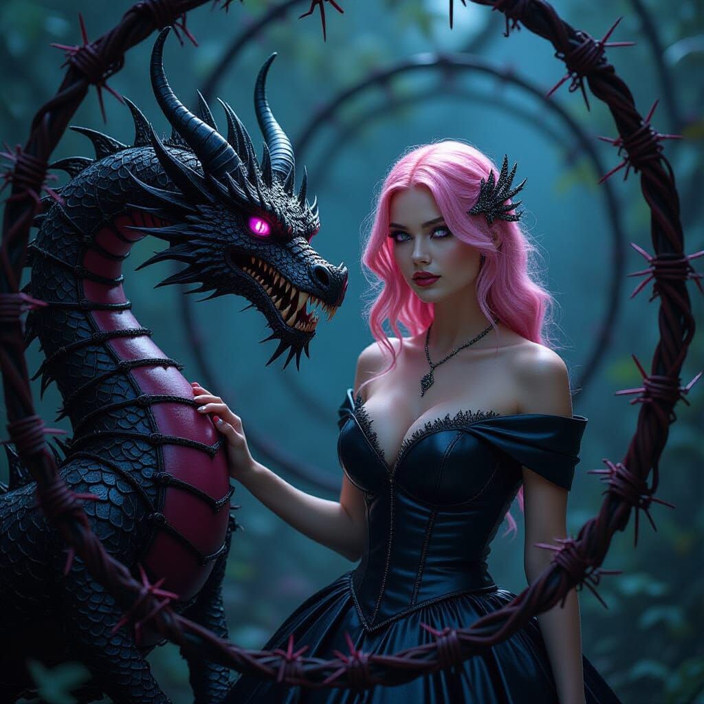 Woman Lost in Thorny Maze: Wire Art Monster