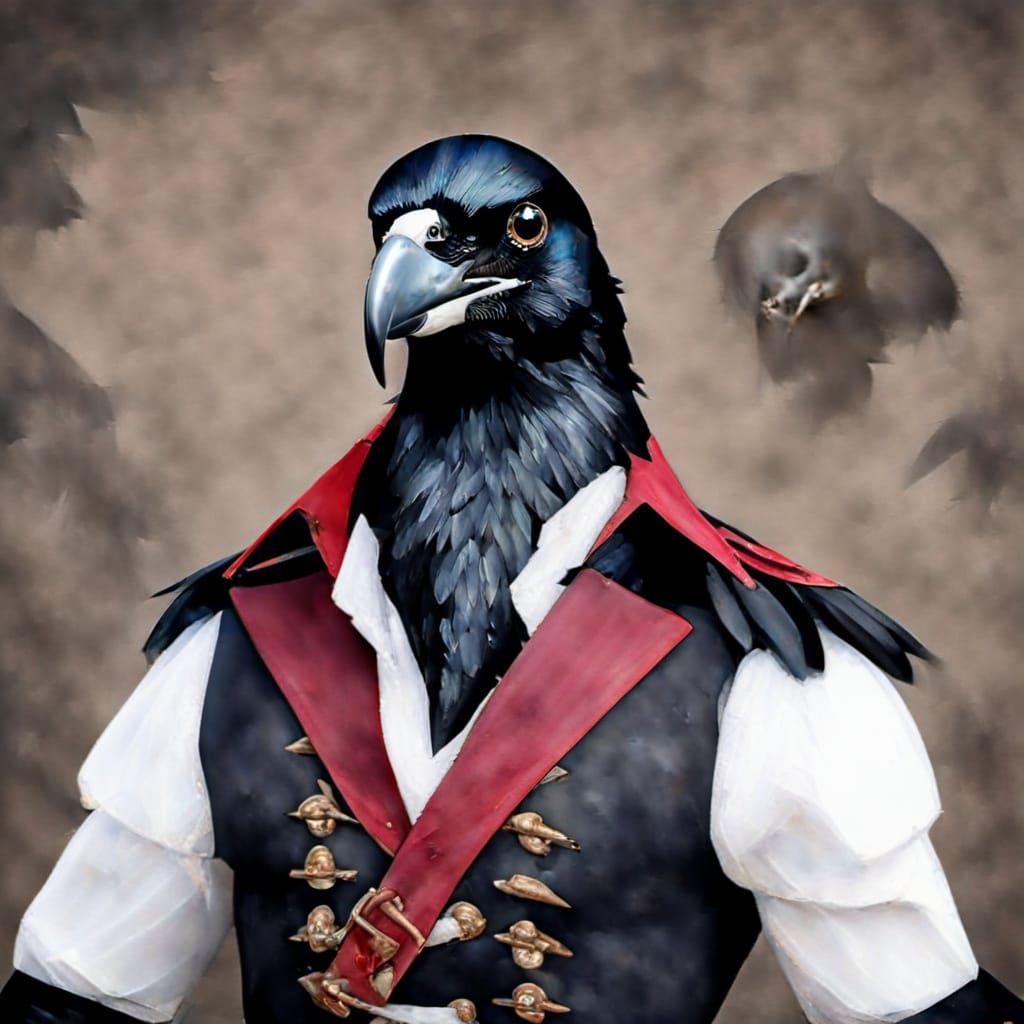 Raven Pirate Captain in Detailed Costume