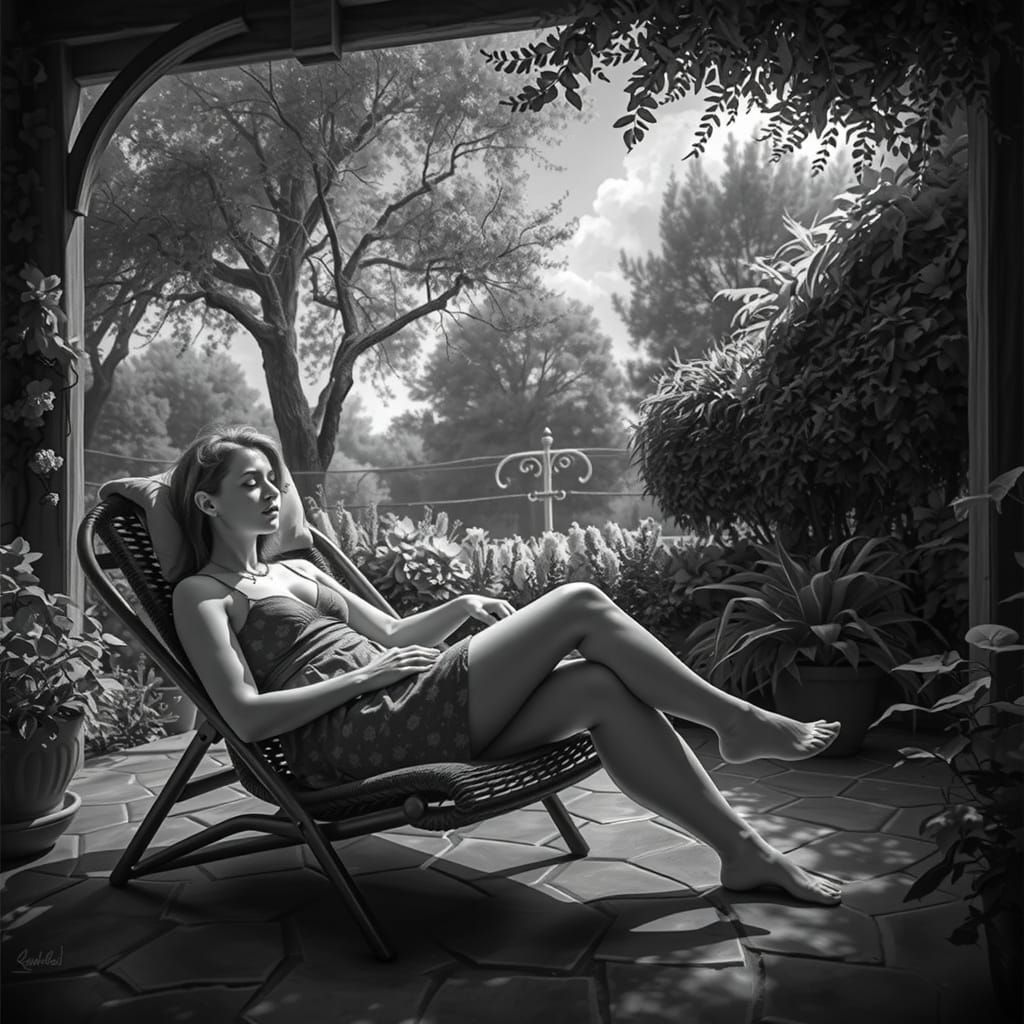 Surreal Monochromatic Portrait in Charcoal Hyperrealism Styl...