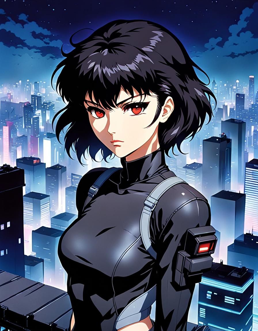 Motoko Kusanagi in 80s Anime Style