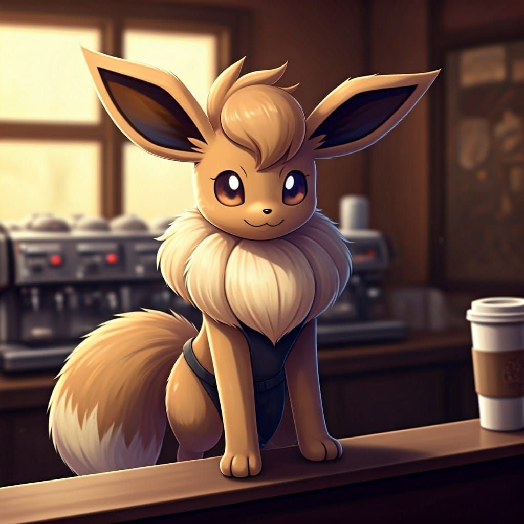 Adorable Eevee Barista Survives Coffee Cup Chaos