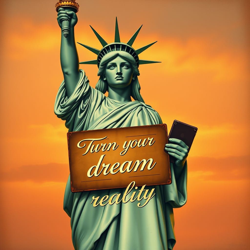 Statue of Liberty Illuminated by Sunset Dreams