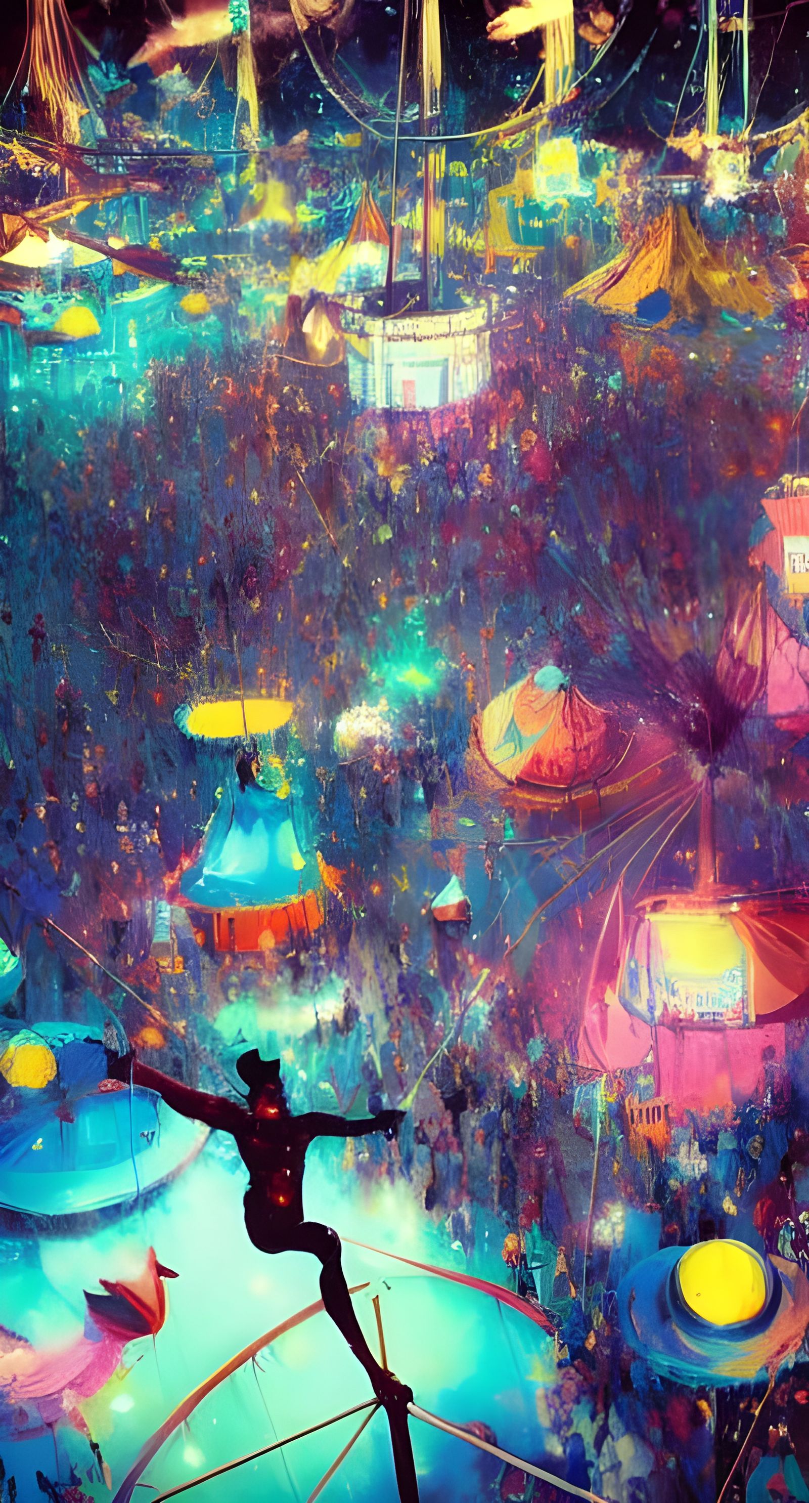 Epic Circus Trapeze Artists in Triadic Colors