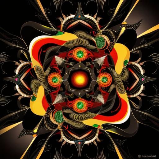 Abstract 3D Geometric Forms in Swirling Fractals