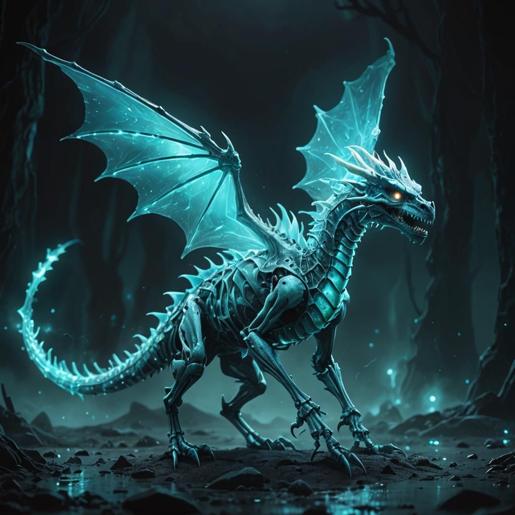 Ethereal Undead Dragon Concept Art in Dark Fantasy Style
