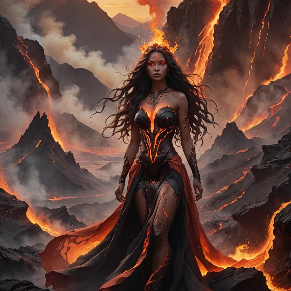 Volcano Goddess in Giger-Inspired Biomechanical Style