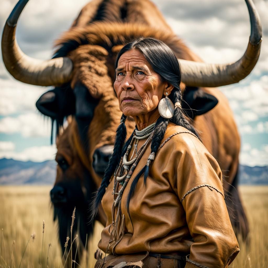 Native American Woman on the Prairie