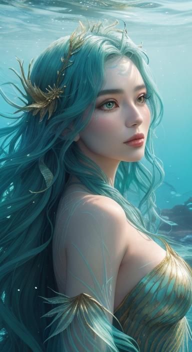 Enchanting Woman in Underwater Fantasy Portrait