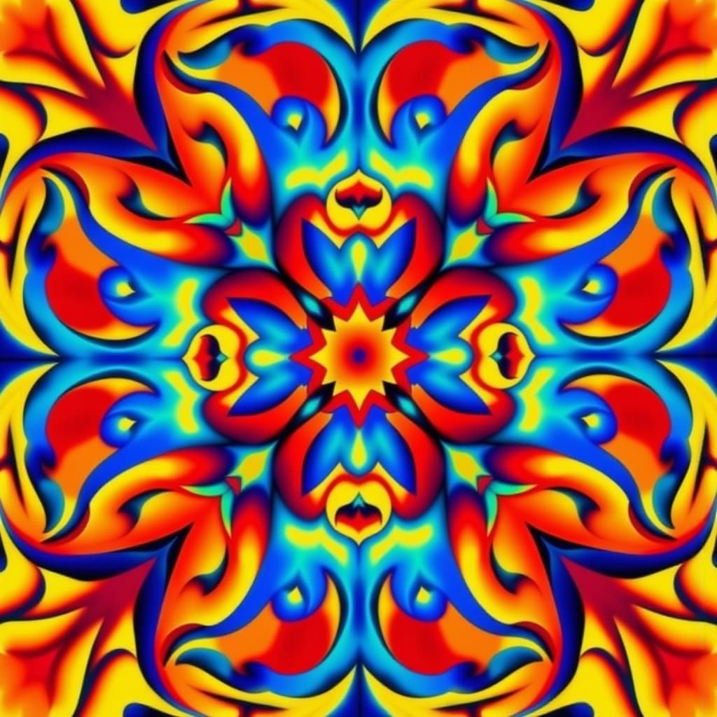 Vibrant Flux of Red, Blue, and Yellow in Motion