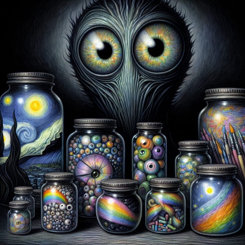Gothic Creature Captures Surreal Dreams in Jars