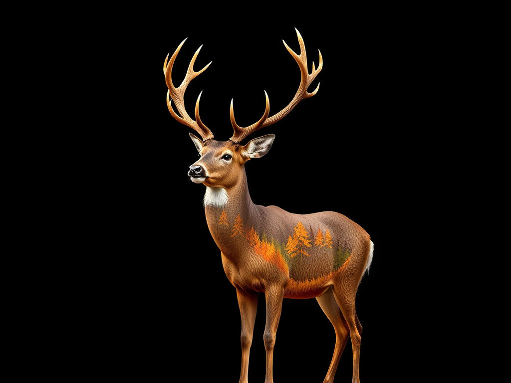 Majestic Deer Silhouette in Autumn Landscape