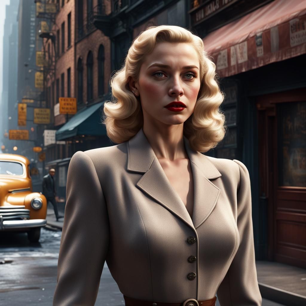 1940s Blonde Woman in New York City