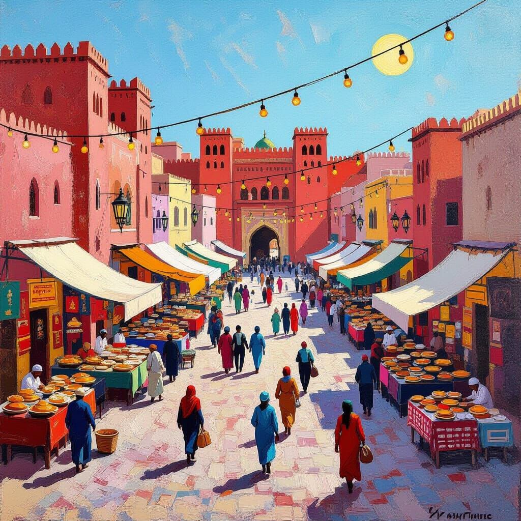 Vibrant Plaza Uta el-Hammam Evening Scene