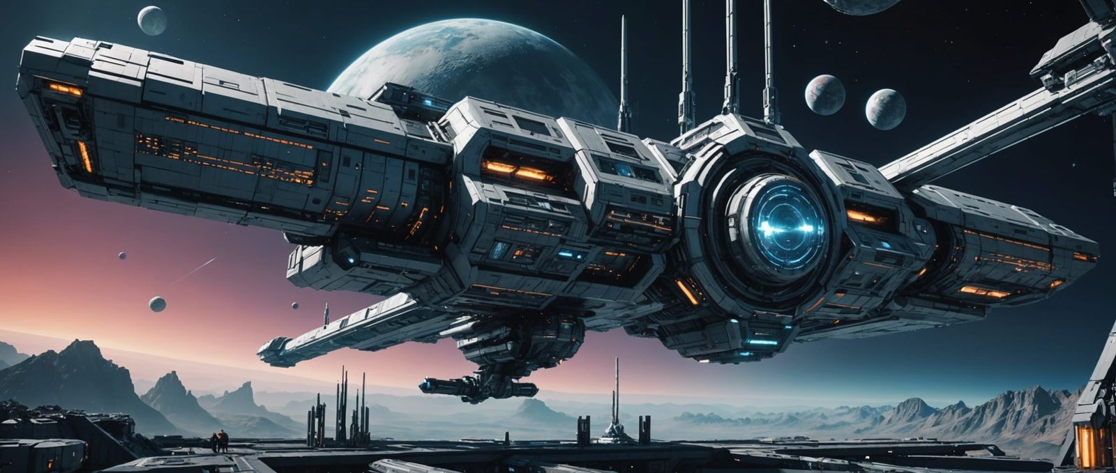 Futuristic Space Station in Diamond Tones