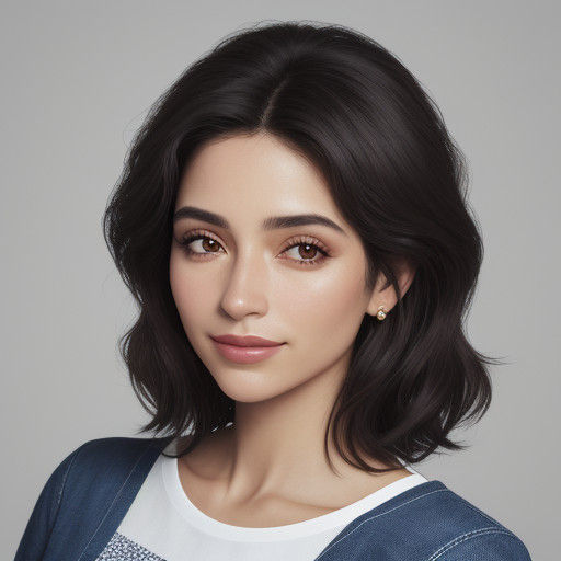 Radiant Young Woman with Curly Hair and Soft Smile in Hyperr...