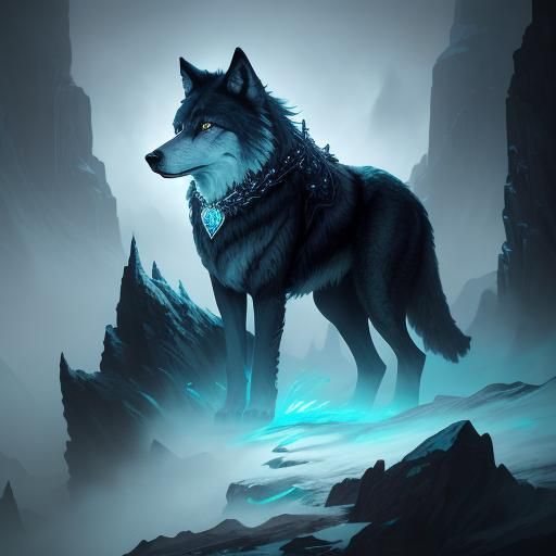 Wolf and Teenager Step into Infinity: Fantasy Art