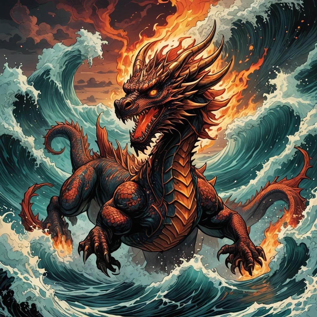 Fiery Dragon Emerges: Comic Book Art
