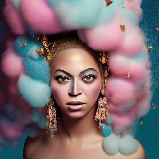 Majestic Portrait of Beyoncé as Candy Floss Queen