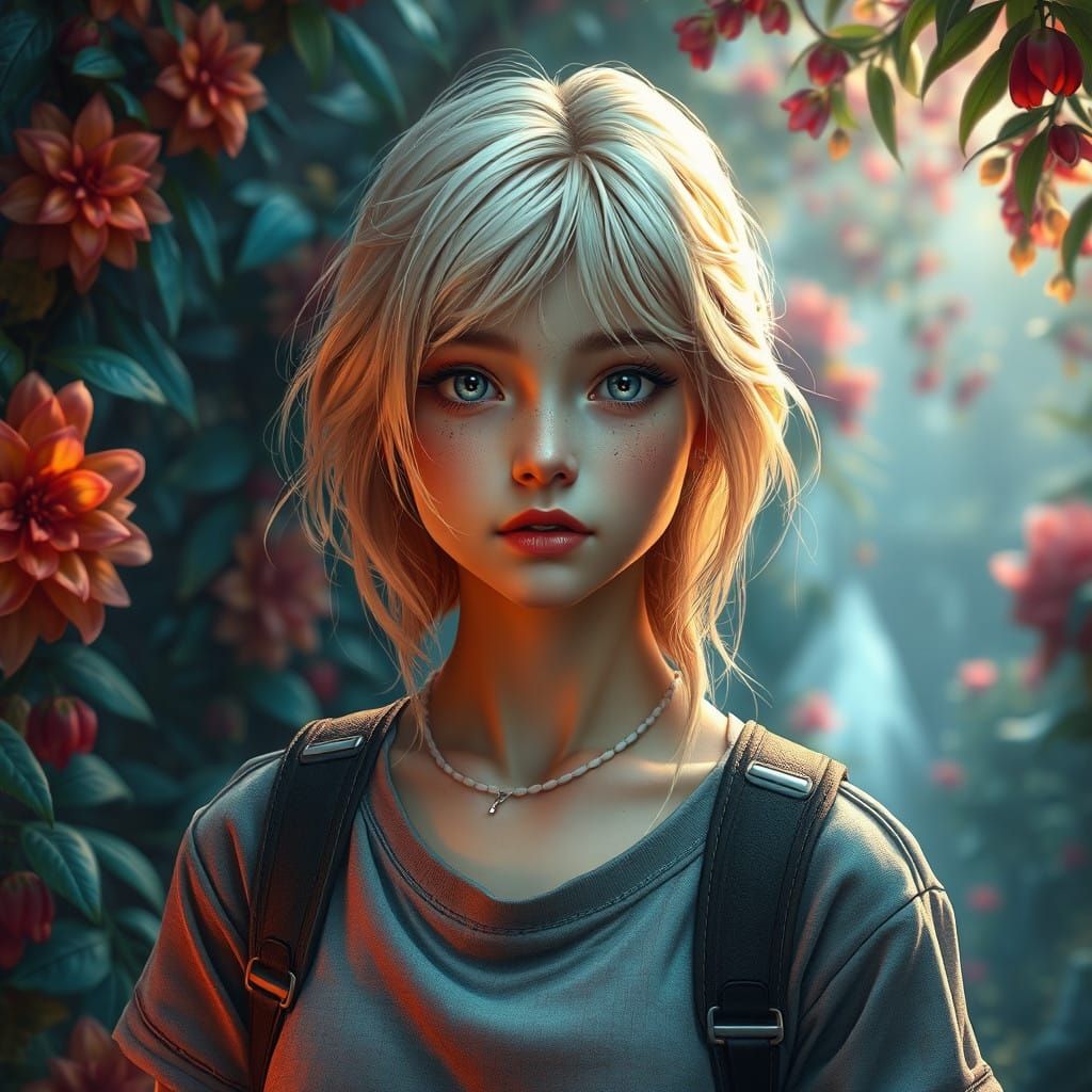 Ethereal Fantasy Girl in Lush Environment