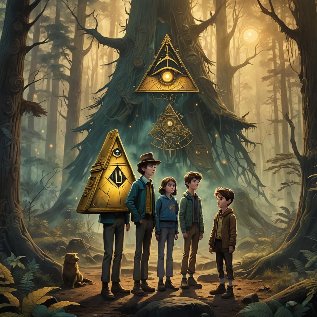 Bill Cipher and Crew in Mystical Woods