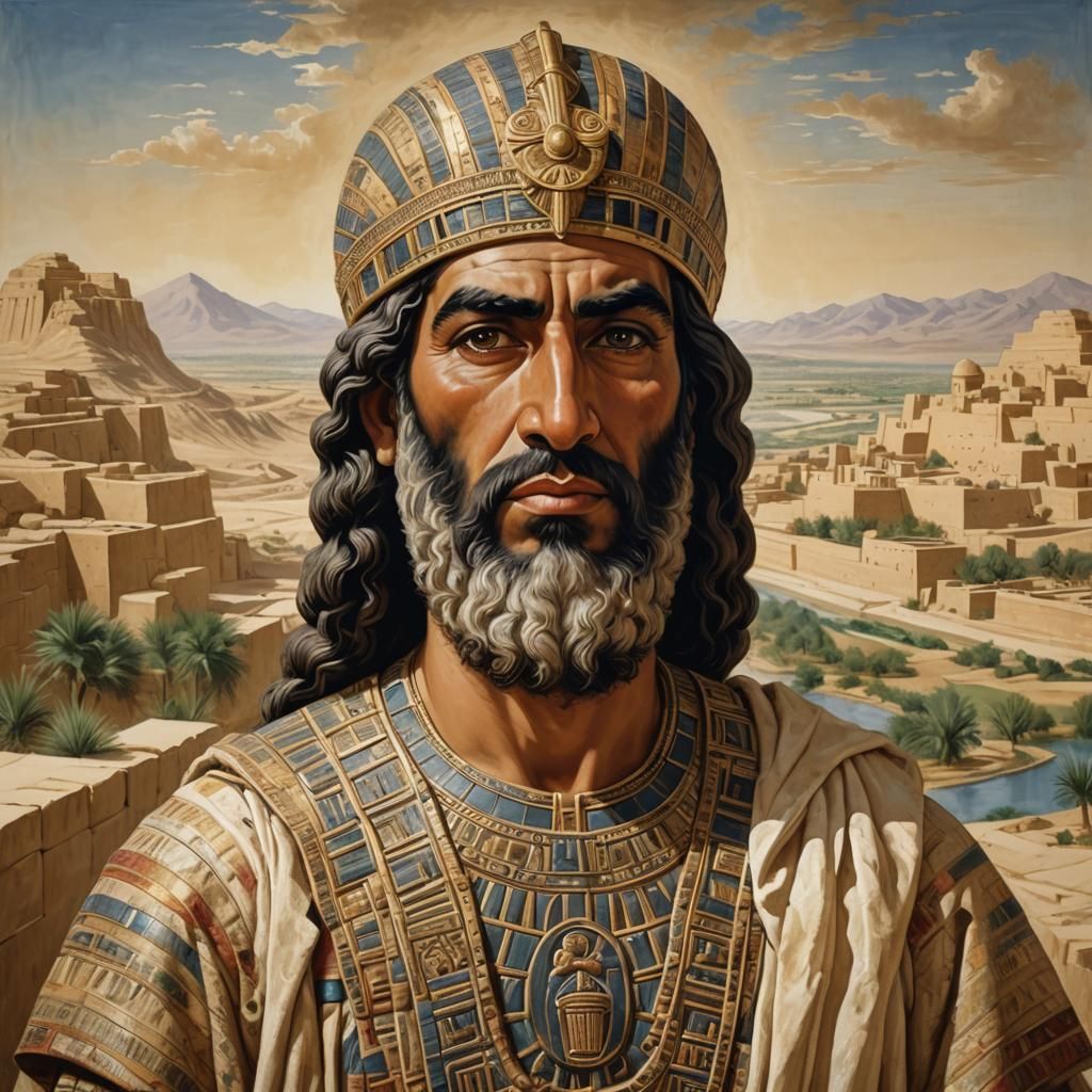 Babylonian Prince Portrait in Mesopotamian Art Style