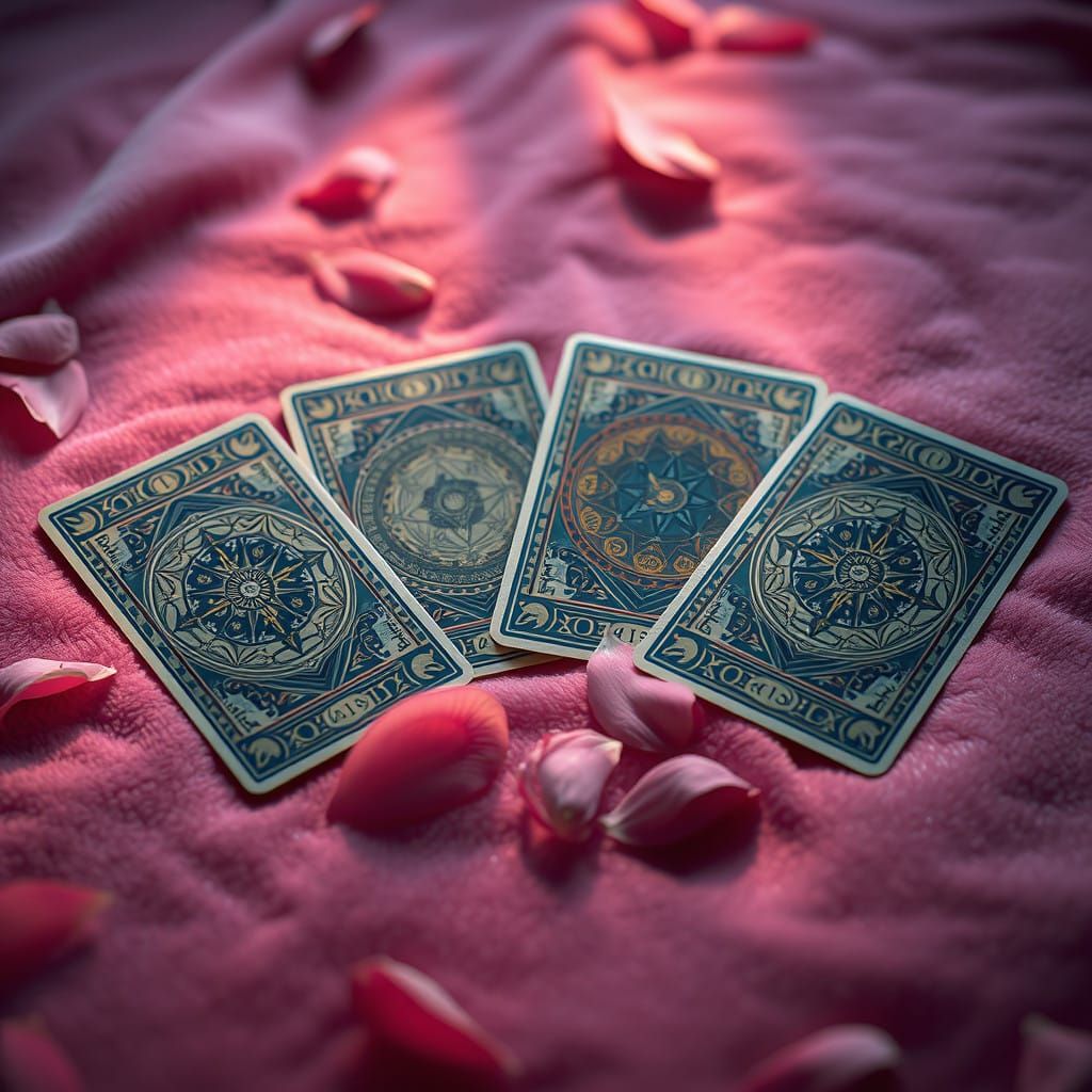 Mystical Tarot Cards in Pink Wonderland