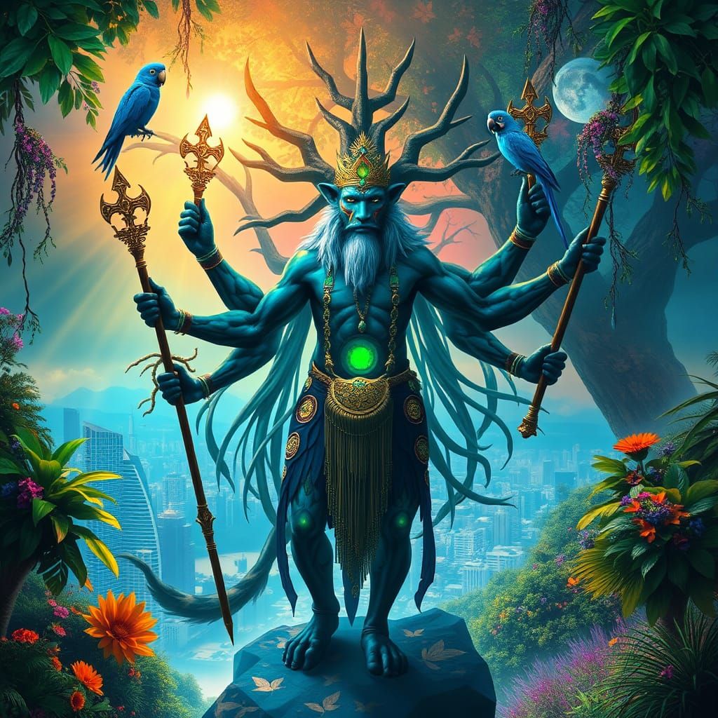 Ethereal Leopard Shaman in Visionary Art Style