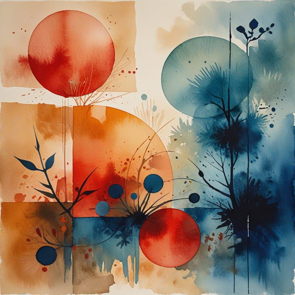 Watercolor Abstraction in Asian Minimalist Style