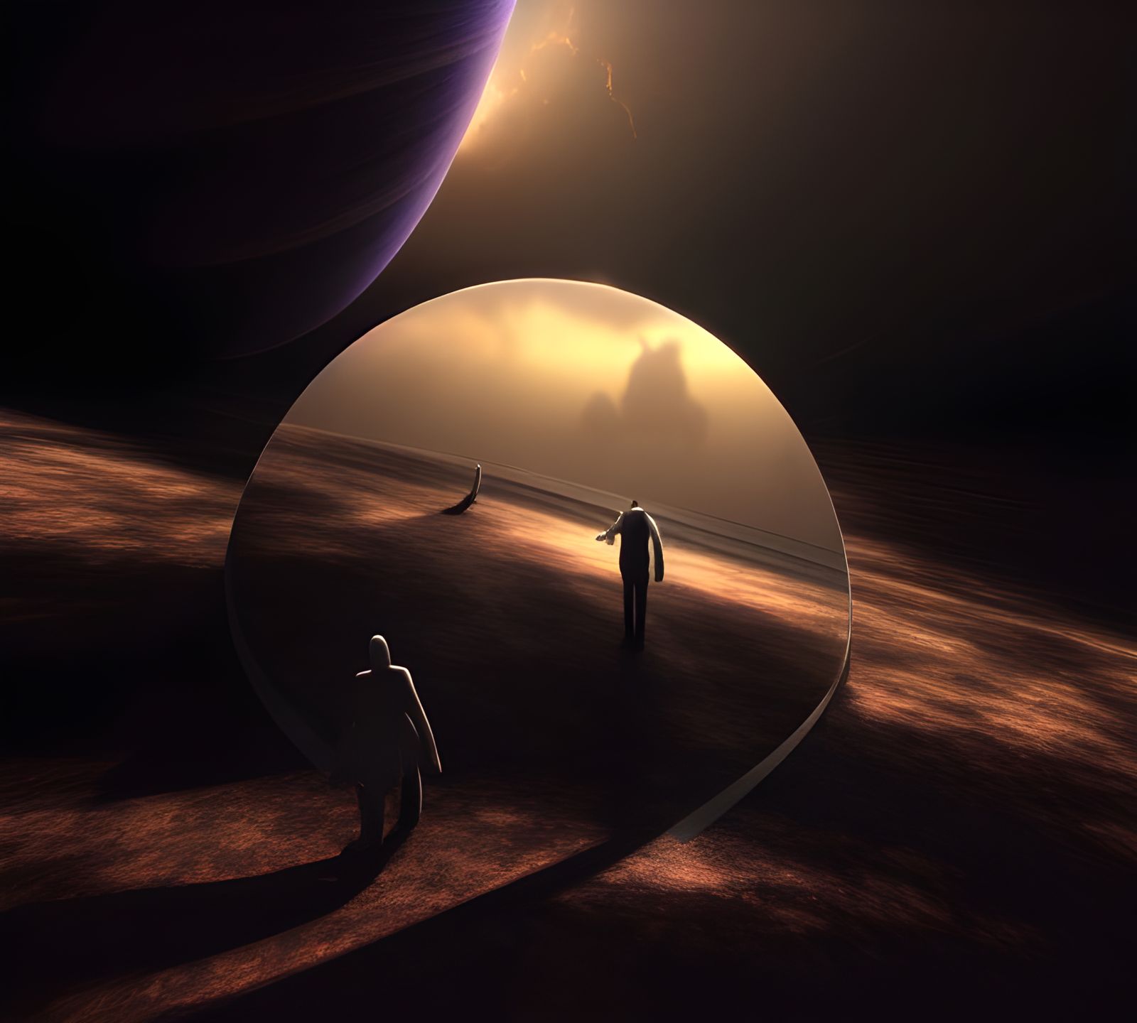 Surreal World Walker on Metal Archway