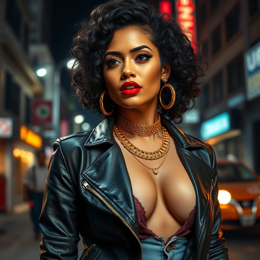 Confident Latina Exudes Street Style in Cityscape