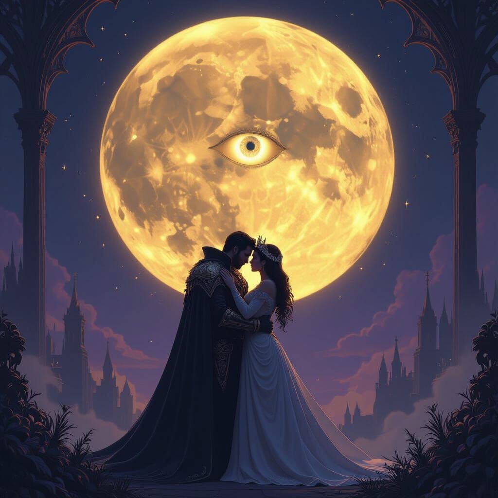 Ethereal Moon Eye Watches King and Queen Embrace