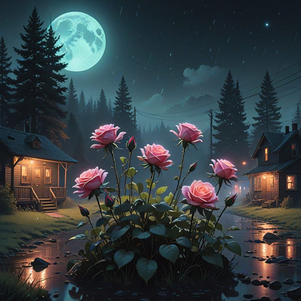 Mystical Black Crystal Roses in Neon Glory