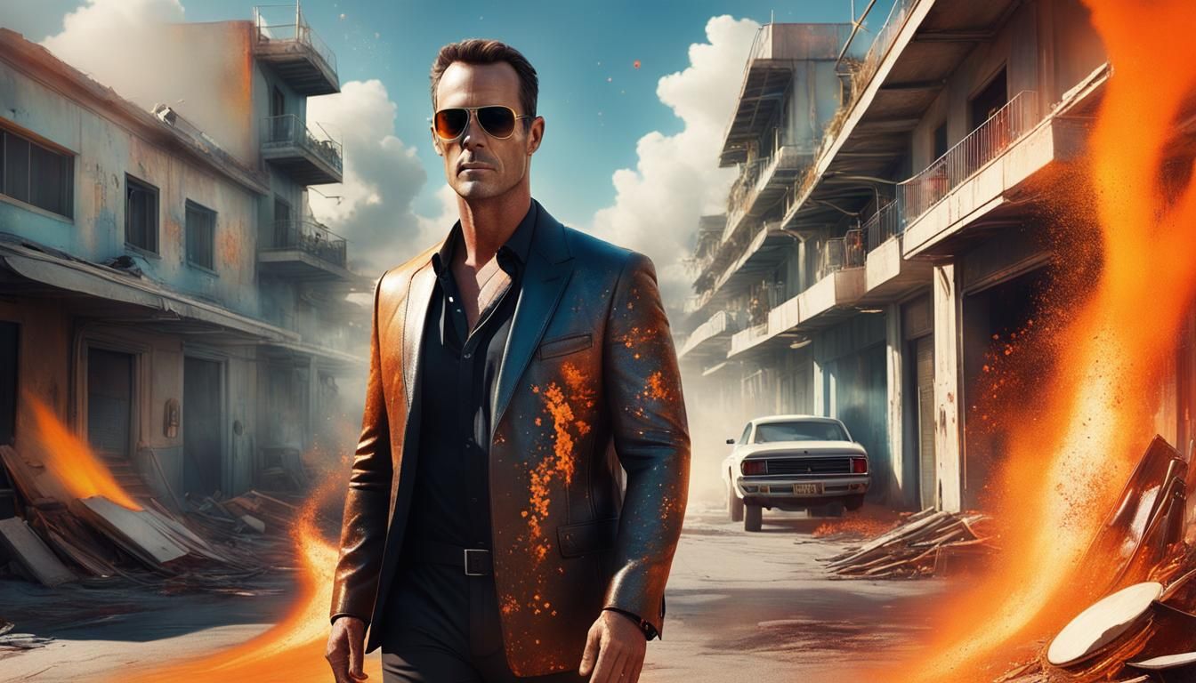 Futuristic Dystopian Speedcore Painting with Vibrant Colors