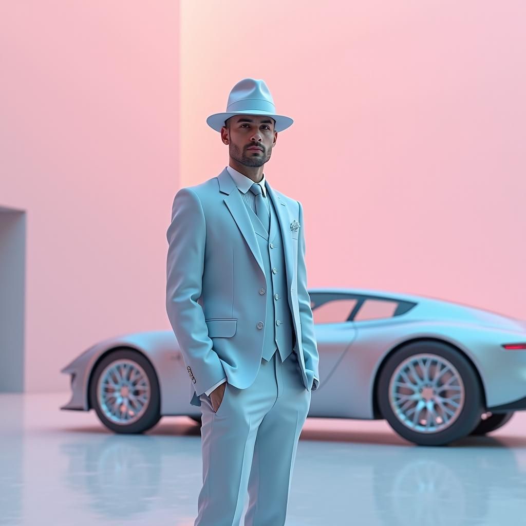 Man in Blue Suit: Minimalist Fantasy Concept Art