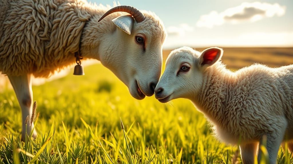 Sheep in Serene Landscape