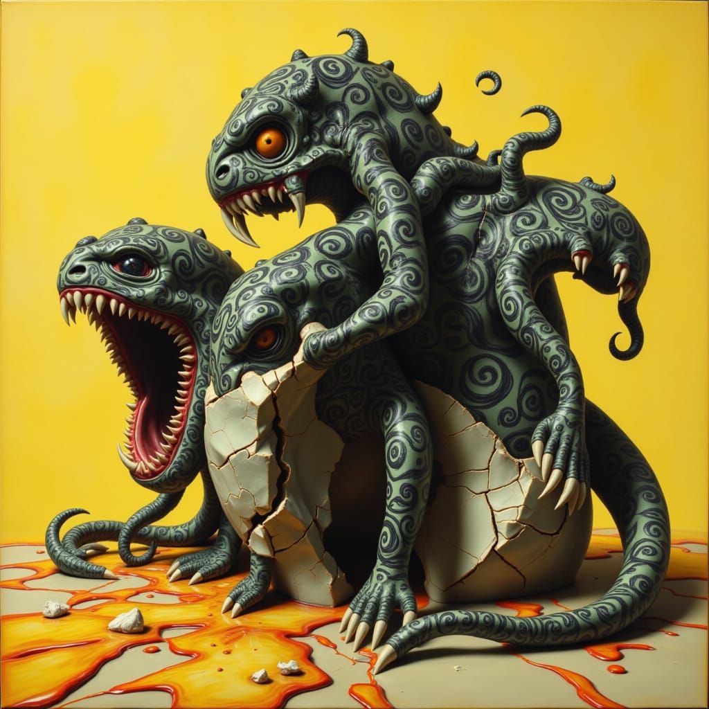 Delicate Monster Hatchlings in Black and Yellow