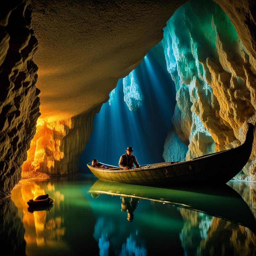 Smuggler hiding his loot in a crystal cave