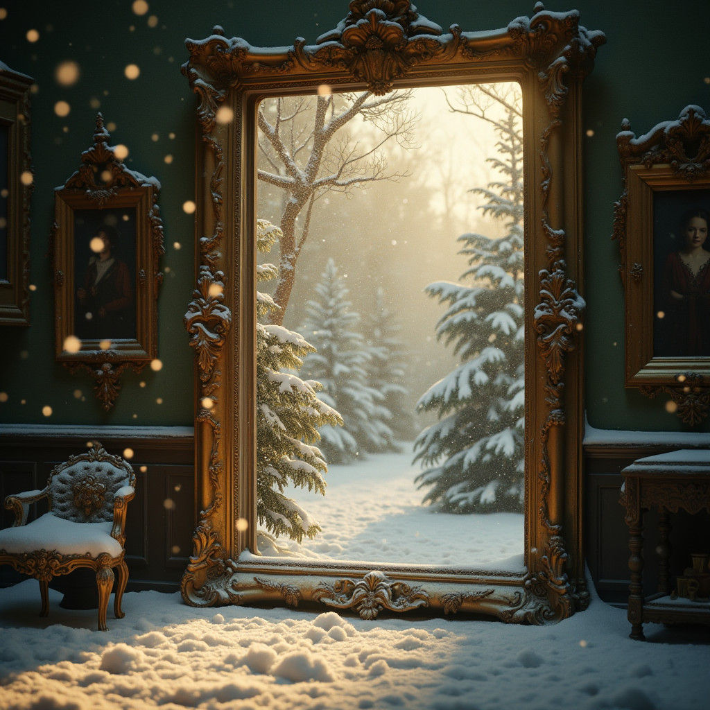 Winter Wonderland Awakens in Gilded Frame