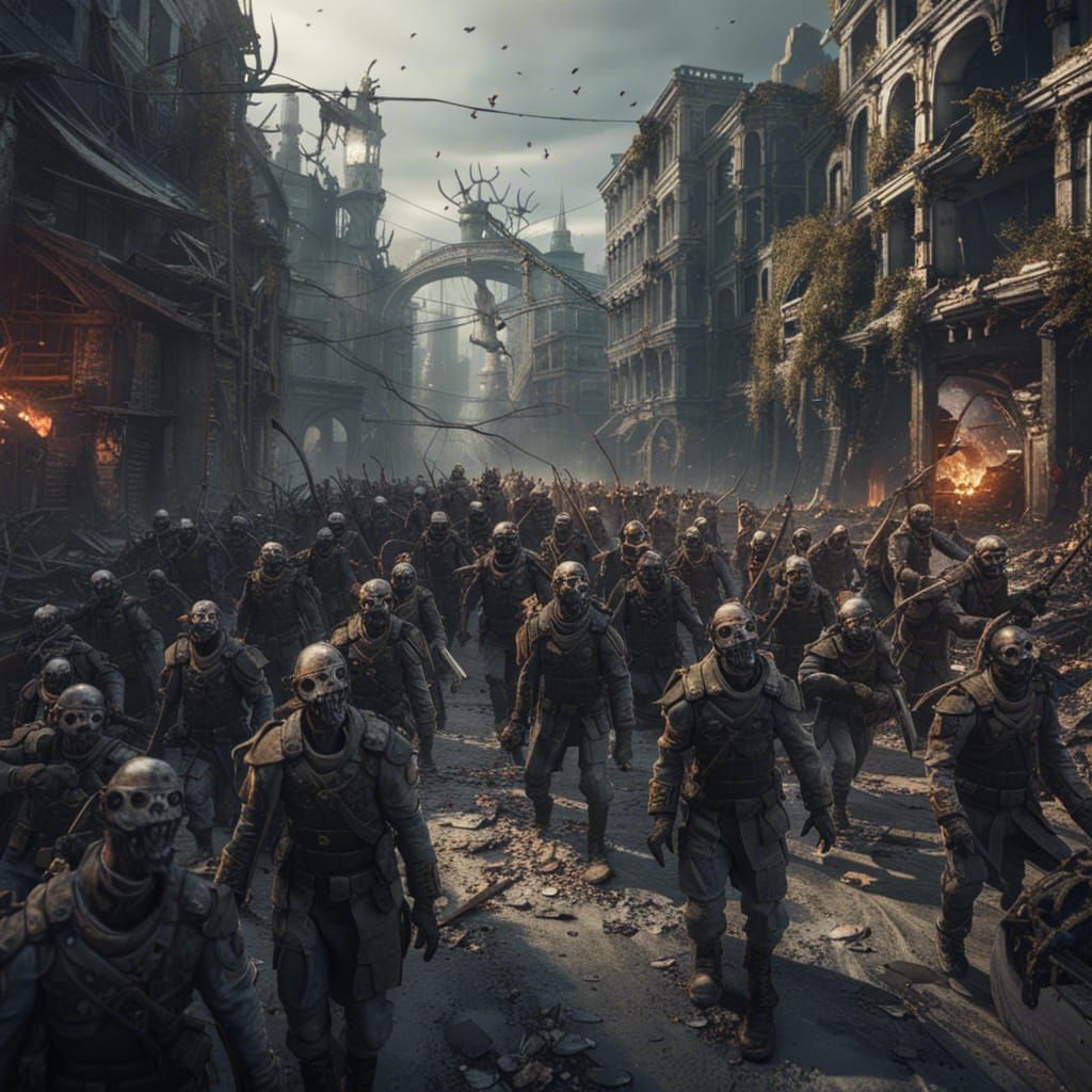 Army vs Zombie Horde in Abandoned City