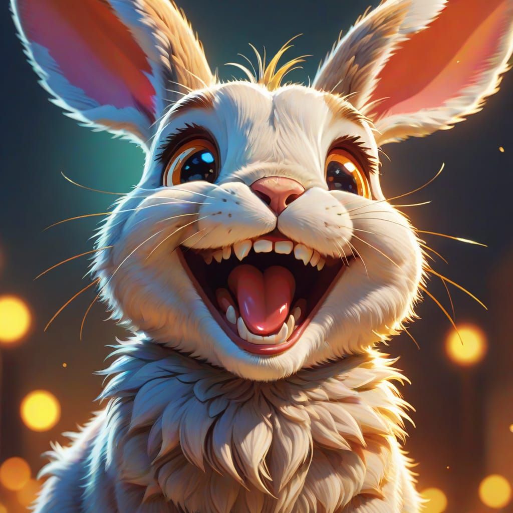 Cartoon Bunny Laughing Backwards in Digital Art