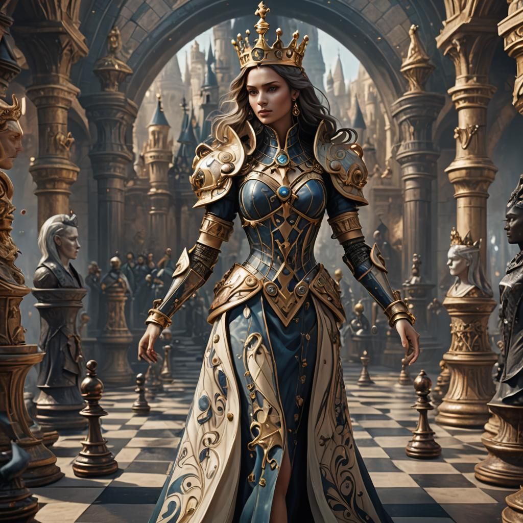 Elegant Chess Queen in Fantastical Matte Painting