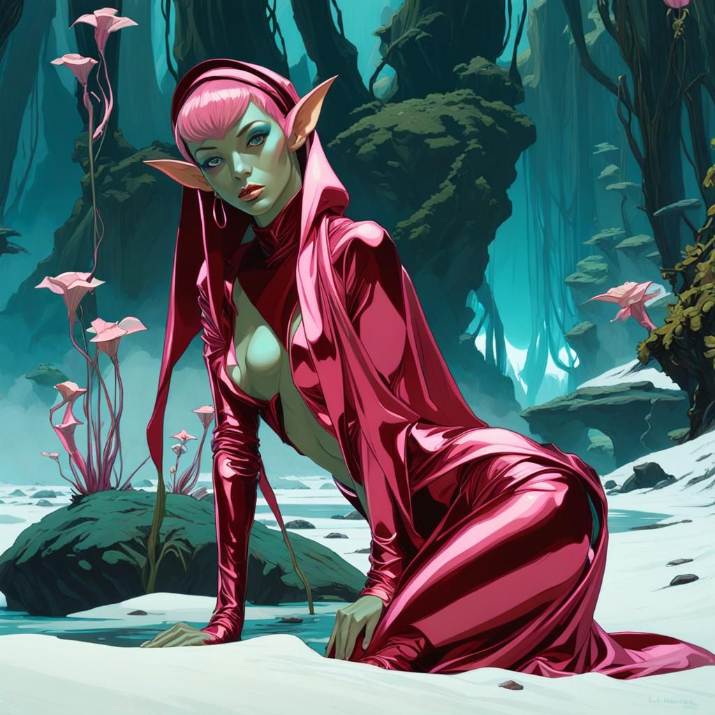 Goblin Girls in Carnivorous Rainforest, Luminescent Art