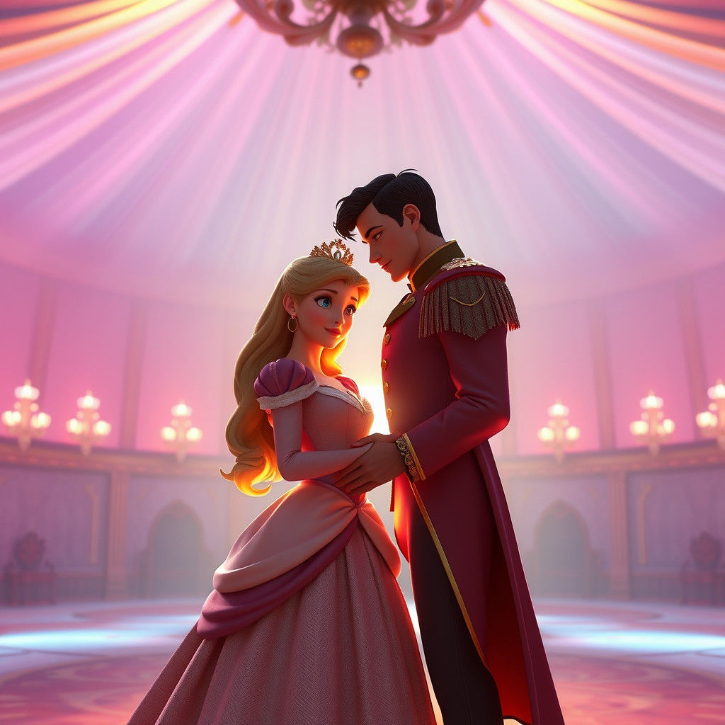 Princess Aurora and Phillip in Disney Pixar Style