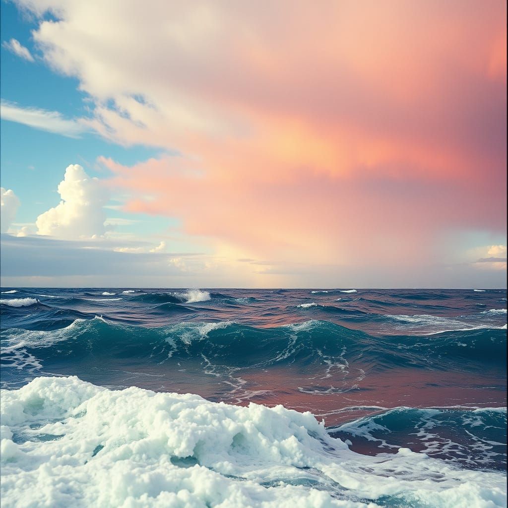 Vibrant Turbulent Ocean in Cinematic Film Style