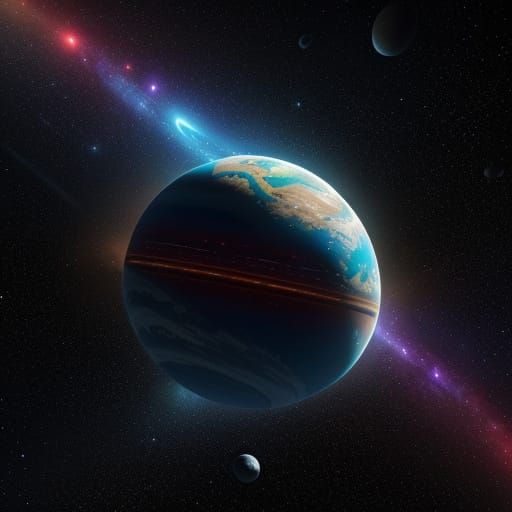 Sci-Fi Planet in Vibrant Nebula