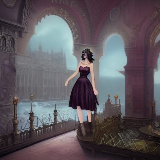Dramatic Portrait of Brunette Lady: Digital Matte Painting