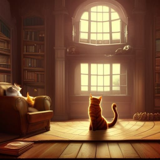 Cozy Tabby Cat in Armchair by Window