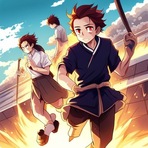 Tanjiro Kamado Anime Key Visual Manga Style