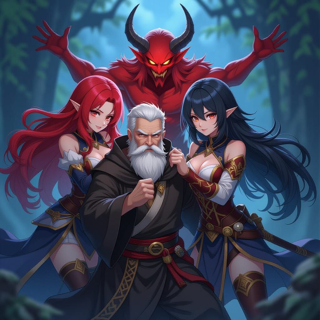 Monk Rescued by Warriors: Anime 3D Art