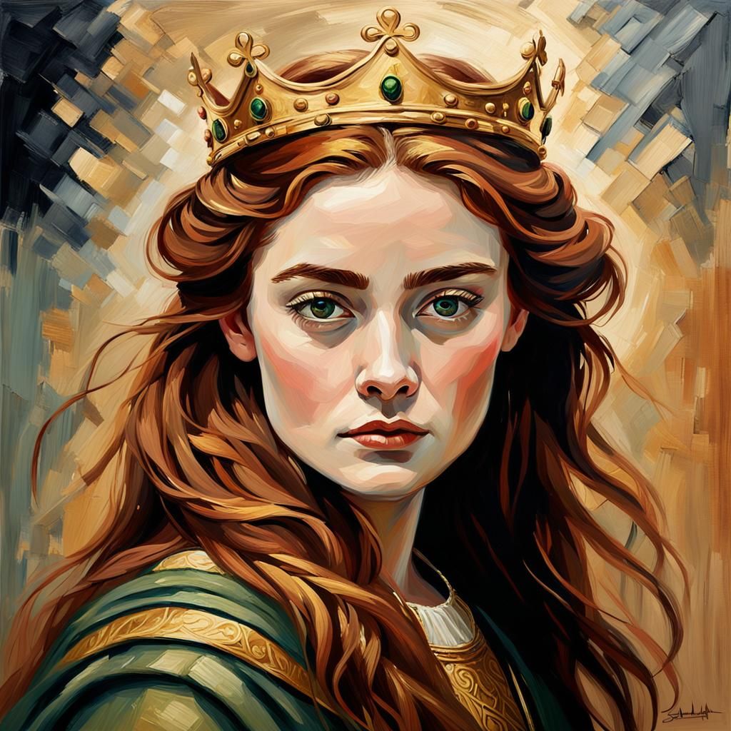 Elegant Irish Woman Portrait in Impasto Oil Paint